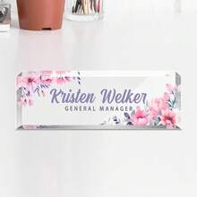 1pc Personalized Acrylic Custom Name Plates For Office Desks,Customize Text,20 Styles,Office Nameplate Engraved With Flower Patterns,Custom Desk Name Plate Personalized, Acrylic Name Plate For Desk, Office Desk Decor For Women And Men - Multicolor - View 24