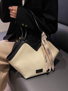 1pc PU Leather Minimalist Design Shoulder Bag, Suitable For Work, Fashionable Business Casual, Essential For Women, Perfect For Office, Business And Work - White - View 6