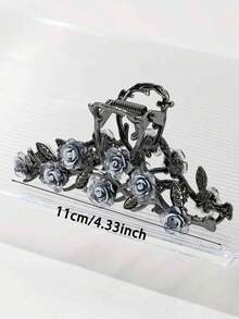 1件复古朋克哥特风玫瑰花流苏发夹发爪发饰，适合女性日常佩戴和参加派对，是送给女友和闺蜜的绝佳礼物（不含礼盒）。发夹、发卡、发夹、发抓夹、发夹、发卡、发爪夹，秋冬季女士度假夏季发饰。 - 黑與白 - 查看 6