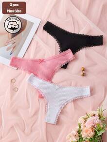 3 chiếc quần lót dây cho nữ size lớn phối ren, mềm mại và thoải mái - Nhiều màu - Xem 1