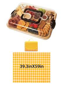 6-Compartment Bamboo Cheese Board Set With Transparent Locking Lid (Travel Portable) - Includes Cake & Cookie Tray, Fruit Tray And Kitchen Cutting Board | Ideal Housewarming & Women's Gift - Multicolor - View 9