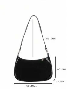 Women's Simple Solid Color Shoulder Bag, Casual Everyday Style, Fashionable Burgundy Color. - màu đen - Xem 2