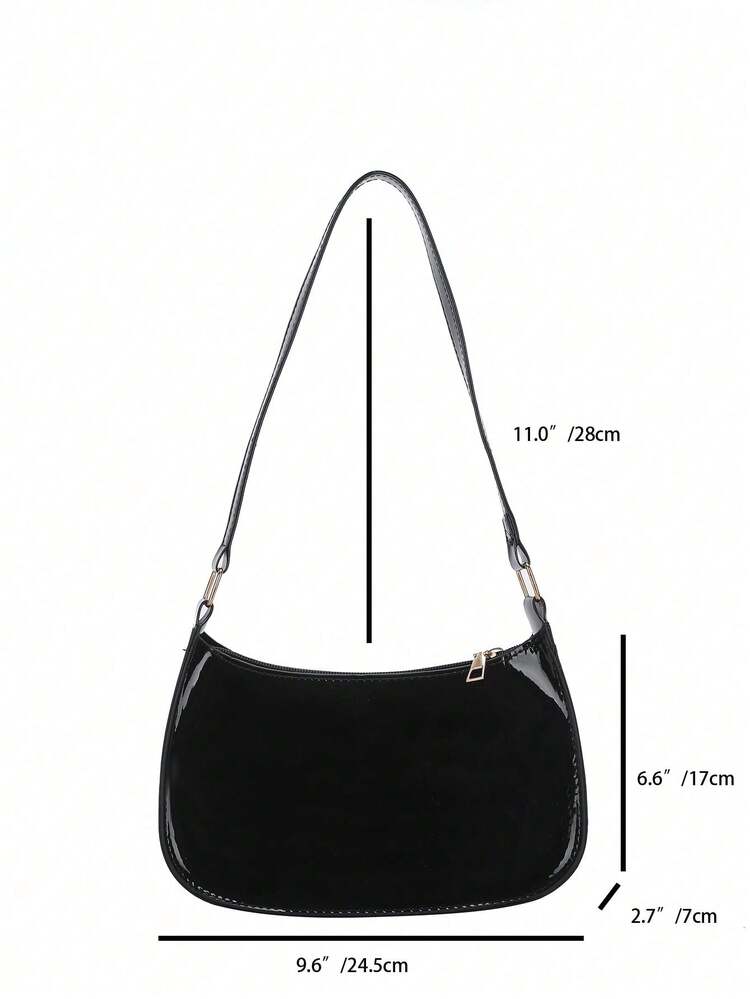 Women's Simple Solid Color Shoulder Bag, Casual Everyday Style, Fashionable Burgundy Color. - màu đen - Xem 2
