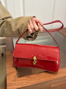 Underarm Bag, Baguette Bag, Handbag, Shoulder Bag, Versatile Design - Red - View 4