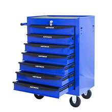 Rolling Metall -Werkzeugkiste Mit 7 Schubladen, 7 -Schüchternen Werkzeugstrustschrank Mit Kugellagerschubladenrutschen, Stahlwerkzeugspeicherbox -Organizer -Schwarz&Blau(BLACK&BLUE) - Black+Blue - View 3