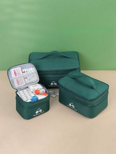 1 Stück Erste-Hilfe-Set für den Außenbereich, HaushaltsMedikamentbox mit großer Kapazität, Doppelschicht-Klassifizierungslagerung, Medikamentsortierungstasche, tragbare ReiseMedikamenttasche