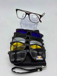 Lentes para Graduación con 5 Clips de Imán intercambiables para unisex codigo -1202 material- TR90 La calidad del producto es muy buena. El material es ligero. Es adecuado para usar en el trabajo, en fiestas, en casa y para uso prolongado. La mayoría de las compras pueden traer todas las ópticas para que puedas hacer el grado que desees. Se puede configurar para miopía y presbicia. El producto se ve bien. Todas las lentes para anteojos en mi tienda son a prueba de radiación y las lentes para el sol pueden proteger contra los rayos ultravioleta. tamano -52/18/140 altura de lente -45 longitud total-145 ..................... ..........................checale sin compromiso muchas gracias Imán - Marrón - Ver 4