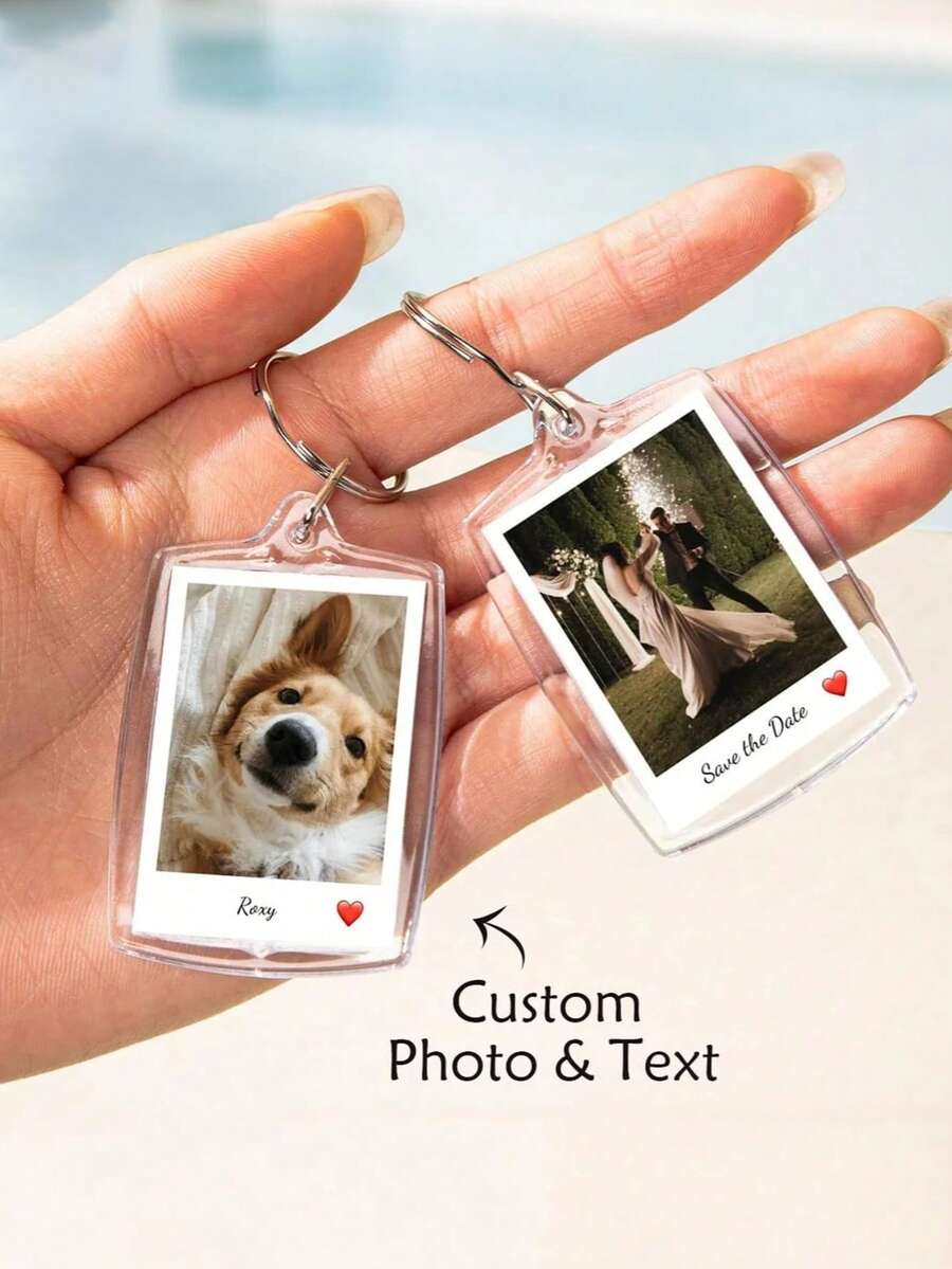Customized Photo Keychain, Personalized Acrylic Keychain, Customized Couples Keychain, Custom Photo, Valentine's Day Gift, Wedding Souvenir, Couples Gift, New Year Gift, Anniversary Gift, Mother's Day Gift, Birthday Gift, Suitable For Valentine's Day, Wedding, New Year, Couples, Family, Friends, Him, Her, Boyfriend, Girlfriend, Back To School - Multicolor - View 1