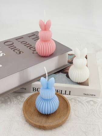 1 pieza Vela con forma de oreja de conejo con aroma, Vela de San Valentín/Pascua, Regalo para otros, Regalo de fiesta, Vela sin encender pero con fragancia, Adorno decorativo de alta gama