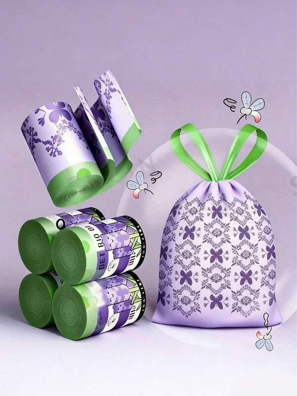 Lavender-Scented Drawstring Garbage Bags, Extra Thick And Large Size, Mosquito-Repellent, Suitable For Kitchens, Bathrooms, Bedrooms, Living Rooms, And Toilets. Strong And Durable. Strong And Puncture-Resistant 1/2pcs Kitchen Garbage Bags