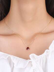 1件S925纯银项链，设计别致，镶嵌双红心宝石，配有可调节金色精致链条，适合日常佩戴、外出、聚会等场合，是女士精致珠宝的理想之选，也是送给爱人、朋友、家人的礼物。 - 金色 - 查看 5