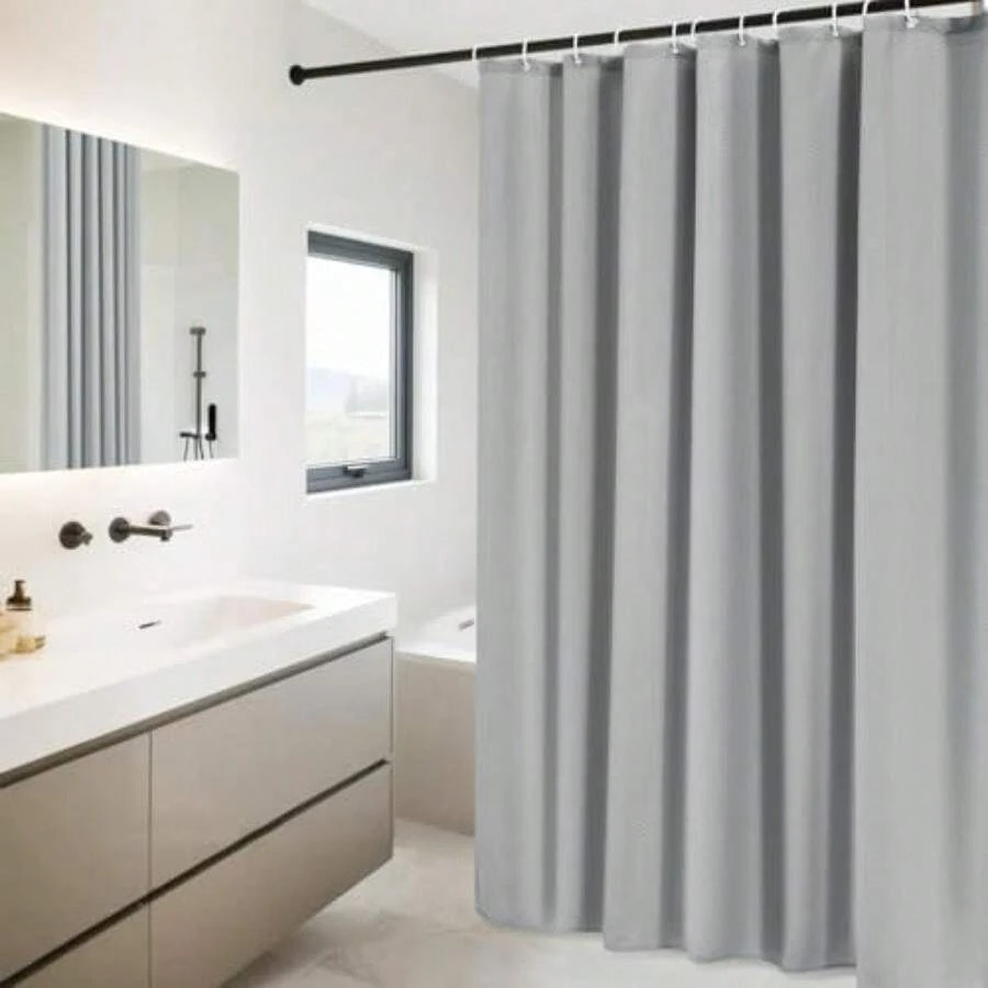 KTMOUW Cortina de Baño, Cortinas de Ducha 180x180cm Impermeable, Tela Lavables con 12 Ganchos Plegable Secado Rápido Cortinas para Duchas de Baño y Bañeras,(Gris) - Multicolor - Ver 1