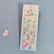 1pc Cute Rabbit Series Stickers, Rainbow Rabbit & Metallic Glitter, Suitable For K-Pop Fandom, Diary Decoration, And Daily Use - Multicolor - View 10