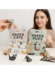 50pcs DIY Paper Cat Set, Fun 3D Paper Dog, Cat And Dinosaur Models, Decorative Paper Craft Set - Origami Fun, Interesting 3D Paper Cat & Dog Models, Creative Handmade Activity, Fold Your Own Paper Cat Shape - Suitable For Beginners, Easy To Assemble 3D Cat Craft - Perfect Gift For Birthday And Christmas, Enjoy Handicraft Fun - Desktop Decor And Gift For Cat Lovers, Creative Pastime, Handmade Decorations, Decorative Paper Art - Multicolor - View 1