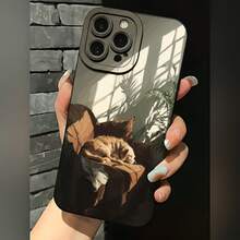 2026 nueva funda de teléfono esmerilada, funda de teléfono con impresión de gato durmiendo en el sofá para  17 14 Pro Max,  17 13,  17 12, funda de protección para teléfono  Galaxy S23 S22 S21, regalo de funda de teléfono para pareja, regalo de vacaciones para novio o novia - Blanco antiguo - Ver 3