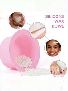 WEWAX 500毫升硅胶蜡熔化碗 - 微波炉便携式蜡加热器，通用配件，适用于硬蜡/蜡豆，全身脱毛（手臂/腿部/比基尼线），可重复使用。可作为送给男友/女友、约会、节日、情人节和新年礼物。