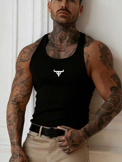 Men's Sleeveless Sports Tank Top, Fashionable Outdoor Fitness Quick-Dry T-Shirt