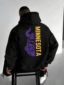 La sudadera con capucha para hombres es casual y versátil, con un patrón nórdico de moda, adecuada tanto para uso al aire libre como para uso en el hogar, un jersey informal con capucha para hombres. - Negro - Ver 1