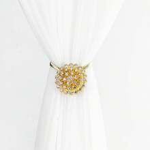 1/2pcs Magnetic Curtain Clips, Golden Crystal Flower Curtain Decor No Drill, Curtain Clips With High Elastic Spring Wire, Home Decor - Multicolor - View 5