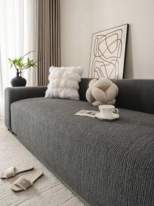 1件装抓绒提花沙发套，全弹力，宠物友好，防污，可机洗，四季皆宜，现代简约风格，适用于1-5座沙发 - 深灰色 - 查看 9