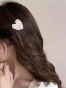 2个撞色心形亚克力发夹，可爱发饰，适合派对、情人节和日常佩戴，包括四叶草发夹、发爪、发夹和发卡。 - 彩色 - 查看 5