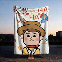 1pc Toy Story Woody Illustration Blanket, White Printed Blanket,Cartoon Character Print Blanket,Cute Cartoon Blanket,Cartoon Blanket Fluffy,Camping Blanket,Christmas Present Modern Fashion Gift Suitable For Home Bedroom Bed Sofa Office Lunch Break Cover Picnic Blanket - Nhiều màu - Xem 2