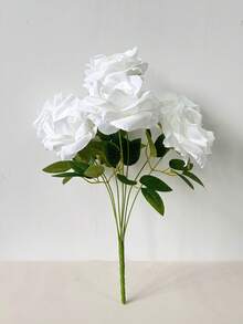 MEHELANY 7pcs White Artificial Rose Bouquet, 1 Bunch Realistic Rose Bouquet, Fake Silk Rose Flowers, Suitable For DIY Bridal Bouquet, Wreath, Wedding, Home, Indoor/Outdoor Garden Party Centerpiece, Tabletop Decor, Floral Decoration, DIY Crafts, Gift Wrapping, Valentine's Day, Mother's Day, Birthday Decoration - Multicolor - View 4