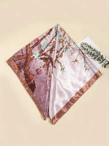 1 chiếc khăn lụa in họa tiết mùa xuân/hè mới dành cho nữ, dài 90cm, kiểu dáng bandana & khăn vuông, phụ kiện tóc, băng đô, dây buộc tóc, khăn trùm đầu, phụ kiện thời trang, vòng cài tóc, kiểu abaya, phù hợp cho kỳ nghỉ biển và cuộc sống hàng ngày, giúp tôn lên vẻ ngoài của bạn. - màu nâu - Xem 2