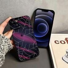 Funda de Teléfono Abstracta con Brillo de Telaraña Compatible con Fundas de Teléfono  17 16 Pro Max 15 Pro Max 13 y 12 Hecha de Material TPU Es Resistente a Impactos y Caídas Perfecta para Amantes de Halloween Regalo Elegante y Único para Familiares, Amigos y Parejas - Negro - Ver 8