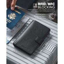- portafolios de viaje compatible con Airtag con bloqueo RFID para pasaporte, para hombres o mujeres, Acero negro, Minimalista,36988010 - Burdeos - Ver 5