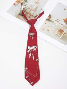 1pc Women's Fashion STAR Letter Small Star Bow Tie Decor Chain Necklace, Black/Green/Pink/Red, Suitable For Party, Casual, School, Daily Wear - A - View 14