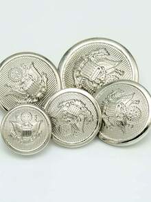 10pcs Metal Carved 3D Seta Buttons, Grid Frame Touchable, Vintage Style Suitable For Suits, Vests, Jackets, Pants, Household Items, 10/20pcs Decorative Metal Buttons, High Quality Coat, Wool, Windbreaker, Clothing, Knitwear DIY Retro Faux Metal Button Set, Buttons In Gold, Black, White, Yellow, Pink, Suitable For Suits, Jackets, Uniforms, Coats - Gold - View 6