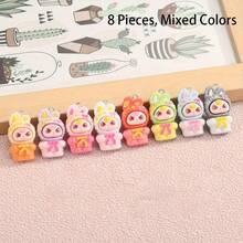 8/16 chiếc mặt dây chuyền hình thỏ bằng nhựa nhiều màu sắc, bùa hình động vật dễ thương, thích hợp để tự làm đồ thủ công, làm vòng cổ, bông tai, trang trí ba lô - Màu ngẫu nhiên - Mặt dây chuyền hình thỏ - Xem 7