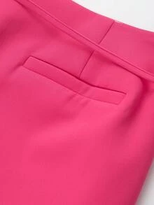 Women's Solid Color Zipper Waist Belt Skorts Summer - Hot Pink - View 5