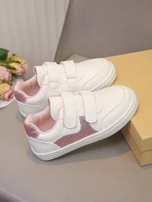 1 par de zapatillas de moda unisex para niños, zapatos deportivos para exteriores y escuela en primavera/otoño, zapatos sin cordones de PU, zapatos para bebés/niños pequeños para todas las estaciones, recomendados para Ramadán, Eid Al-Adha y regreso a la escuela - Rosa - Ver 4