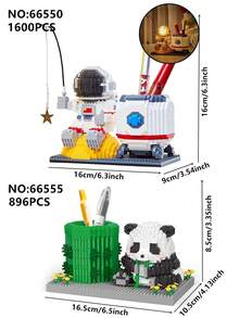 1600片宇航员桌面收纳盒/熊猫笔筒积木套装，DIY 3D拼图组装模型，创意益智玩具，家居装饰，生日/万圣节/圣诞节礼物 - 彩色 - 查看 7