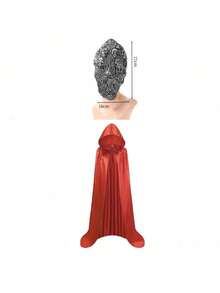 2pcs (Mask + Cape) Scary Skeleton Latex Mask, Masquerade Party, COSPLAY, Haunted House, Role Play - Multicolor - View 3