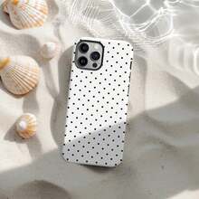Soft & Cute White Polka Phone, Y2K Style, Compatible With 17/16/15/14/13/12/11 Pro - Brown - View 10
