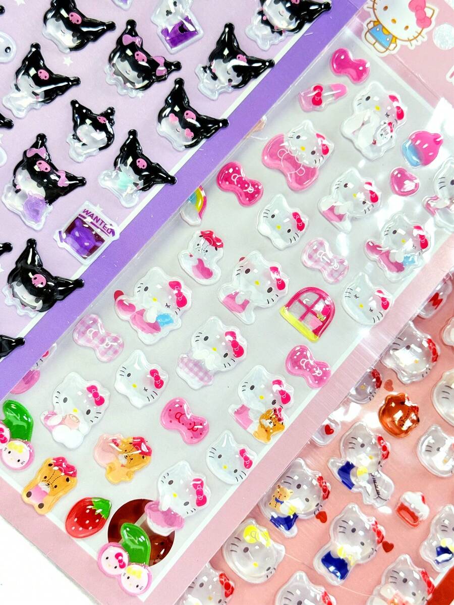 Cartoon Kawaii Melody Anime Stickers, Cute 3D DIY Handmade Phone Decoration, Kids Arts And Crafts Stickers Decals, Random Color Style