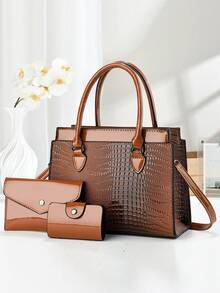 New Plaid PU Handbag With Coin Purse And Card Holder, Elegant Fashion Tote Bag, Multi-Functional Large Capacity Shoulder Bag, Fashionable Design New Plaid Bag, Fashionable Ladies' Small Square Bag, Handbag Shoulder Bag Versatile Casual Multi-Layer Large Capacity With Pendant, Suitable For Travel, Shopping, Fashionable Ladies' Tote Shoulder Diagonal Crossbody Bicolor Bag, Casual Luxury Large Capacity Can Be Shoulder Or Diagonal Casual Fashion Bag - Yellow - View 5