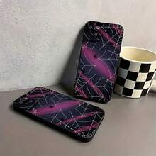 Funda de Teléfono Abstracta con Brillo de Telaraña Compatible con Fundas de Teléfono  17 16 Pro Max 15 Pro Max 13 y 12 Hecha de Material TPU Es Resistente a Impactos y Caídas Perfecta para Amantes de Halloween Regalo Elegante y Único para Familiares, Amigos y Parejas - Negro - Ver 6