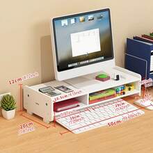 1 chiếc giá đỡ màn hình máy tính văn phòng chất lượng cao, giá để đồ hai tầng, giá sắp xếp bàn làm việc đa chức năng, giá đỡ trưng bày. - trắng - Xem 11