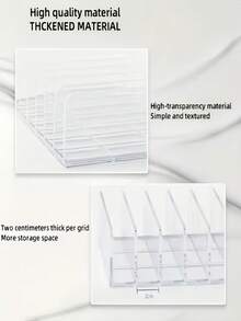 1个亚克力化妆品收纳盒，台面化妆品收纳架，轻巧便携，无需用电，多隔层桌面收纳盒，可收纳眼影、化妆刷、海绵等，节省空间，可放置于台面或抽屉中，无需组装，经久耐用且透明，也可用于存放香水，7格透明展示盒