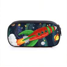Rocket Cartoon Shaped Student Pencil Case, Large Capacity Design With Layered Storage, Easily Holds Pencils, Erasers, Rulers And Other Stationery. Essential School Supplies For Daily Use, Outdoor Sketching, Office Desk Organization,Bag - Multicolor - View 12