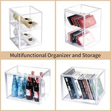 2Pack Makeup Organizer Storage, Large Capactiy Acrylic Bathroom Organizer, Clear Cosmetics Organizer Bins With Division Board For Vanity, Skincare, Countertop Storage And Display Case,Clear - thông thoáng - Xem 7