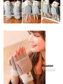 1 Pair Fashion Autumn/Winter Thickened Flip-Top Half Finger Gloves, Knitted Knitted Half Palm Fingerless Touchscreen Gloves For Men And Women, Suitable For Daily, Outdoor, Cycling, Students, Writing, Home Office, Typing, Keeping Warm, Can Be Given As Holiday Gifts To Friends And Family