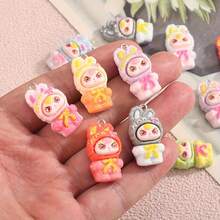 8/16 chiếc mặt dây chuyền hình thỏ bằng nhựa nhiều màu sắc, bùa hình động vật dễ thương, thích hợp để tự làm đồ thủ công, làm vòng cổ, bông tai, trang trí ba lô - Màu ngẫu nhiên - Mặt dây chuyền hình thỏ - Xem 2