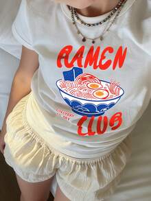 Tween Girls Casual Printed White Crew Neck Short Sleeve T-Shirt, Summer Top - White - View 8