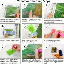 1 pieza Pintura de diamantes de un Golden Retriever sentado en el inodoro leyendo un periódico, lienzo de perforación completa con herramientas, pintura de diamantes hecha a mano para decoración, arte de diamantes, decoración de pared para sala de estar y dormitorio, regalo para adultos principiantes - Multicolor - Ver 8