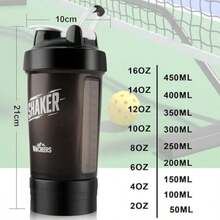 Botella de Agua o Shaker para Suplementos Fitness y Deportes de 650ML con Almacenamiento Giratorio de 3 Capas, Caja de Medicamentos, sin y 100% a Prueba de Fugas ()(Negro) - Multicolor - Ver 3